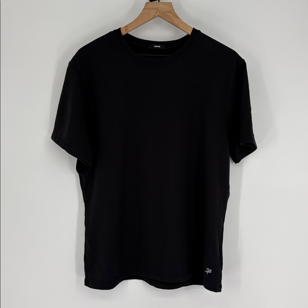 SENE Men's Cloud Crew T-Shirt Black Crewneck Short Sleeve Tee